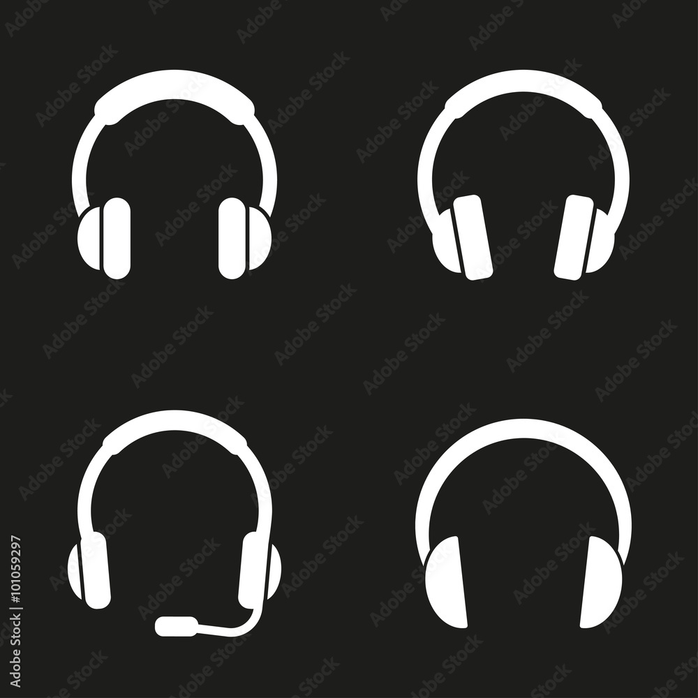 Headphone icons set. Headphone icons set.