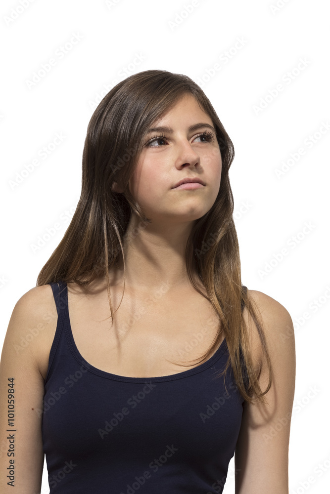 beautiful teenage girl thinking portrait beautiful teenage girl thinking portrait