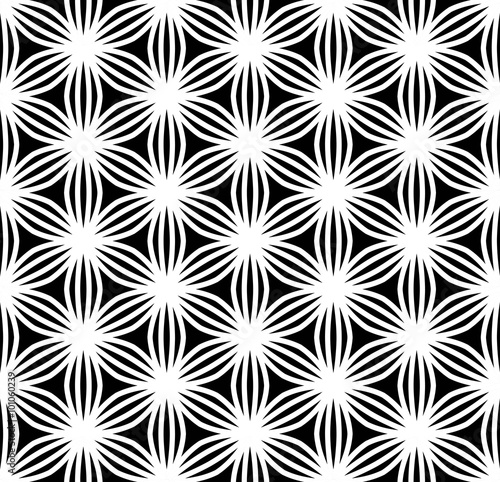 Vector seamless texture. Modern geometric background. Monochrome pattern with abstract flowers.