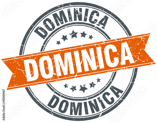 Dominica red round grunge vintage ribbon stamp