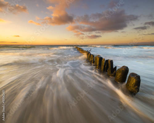 sunset over the sea beach