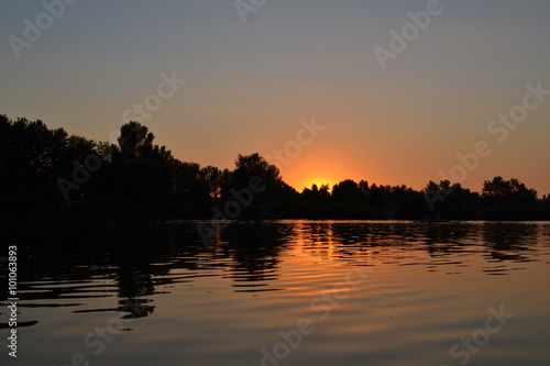 Beautiful sunset on the Dnieper river
