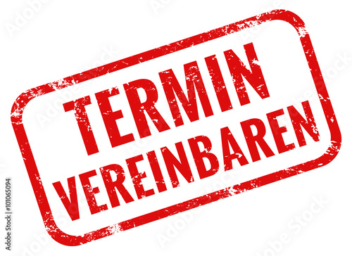 Termin vereinbaren Stempel rot grunge