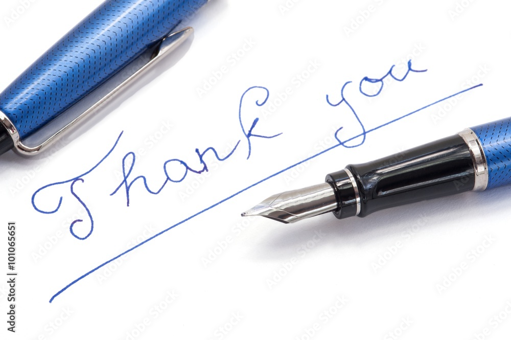 Fototapeta premium Thank you note on white background