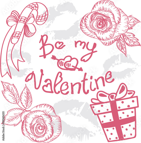 Saint Valentine background. Card with flowers and hearts.