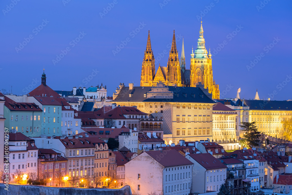 Prague Castle, Hradcany and Little Quarter in old town of Prague, Czech Republic 