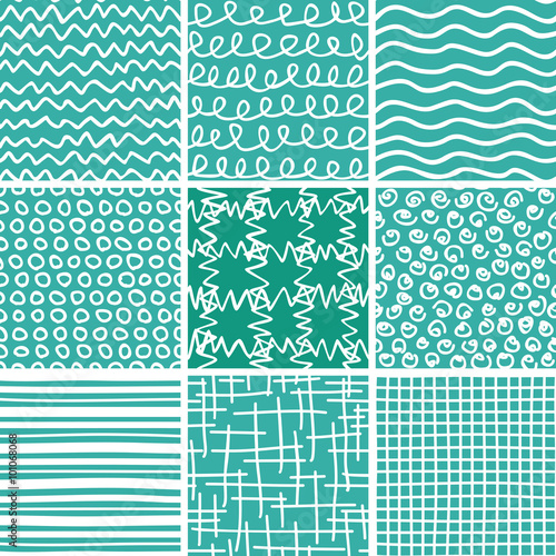 Abstract Doodle Seamless Patterns Set