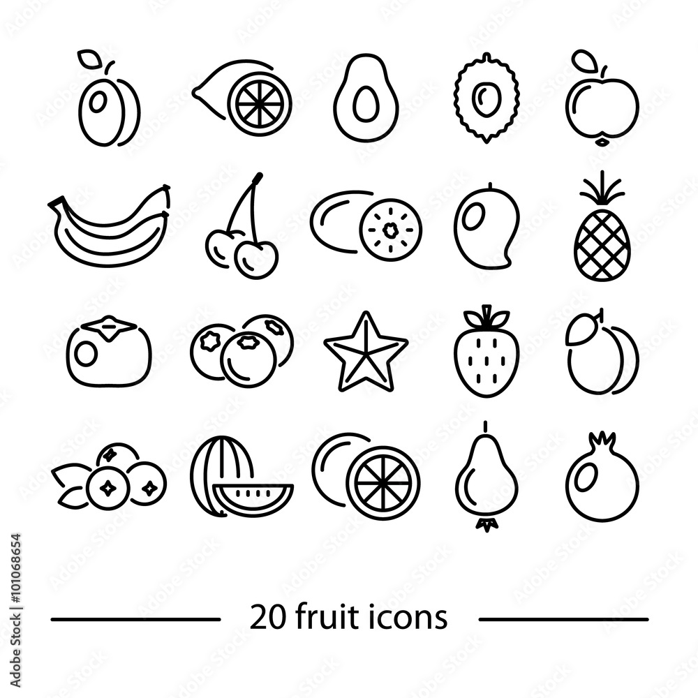 fruit line icons fruit line icons