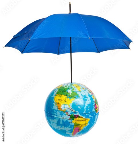 Globe protected umbrella on a white background