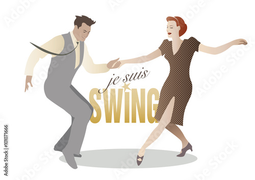 Elegant couple dancing swing. (Je suis swing. I'm swing)