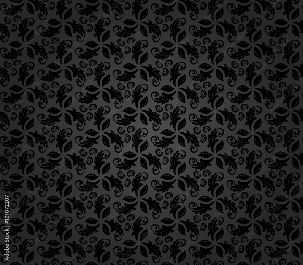 Floral vector ornament. Seamless abstract classic dark pattern