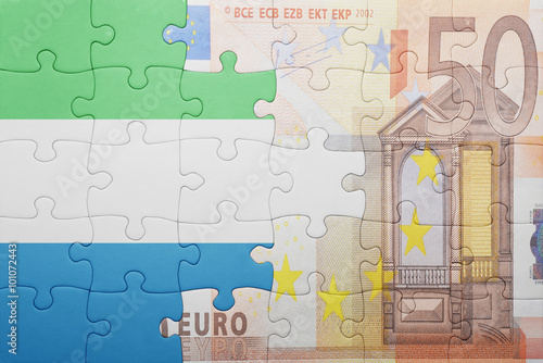 puzzle with the national flag of sierra leone and euro banknote