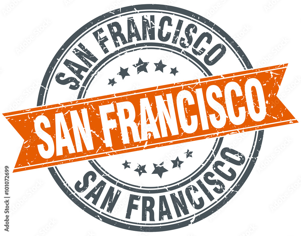Fototapeta premium San Francisco red round grunge vintage ribbon stamp
