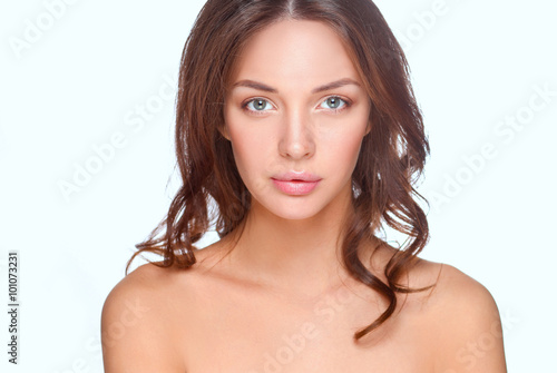 Fotografie Close up portrait of beautiful young woman face