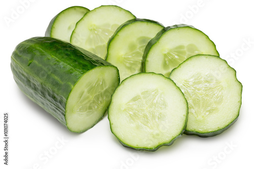 cocumber slices isolated on the white background