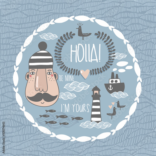 Collection with romantic sea life characters.