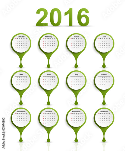 Vector simple calendar 2016 year.