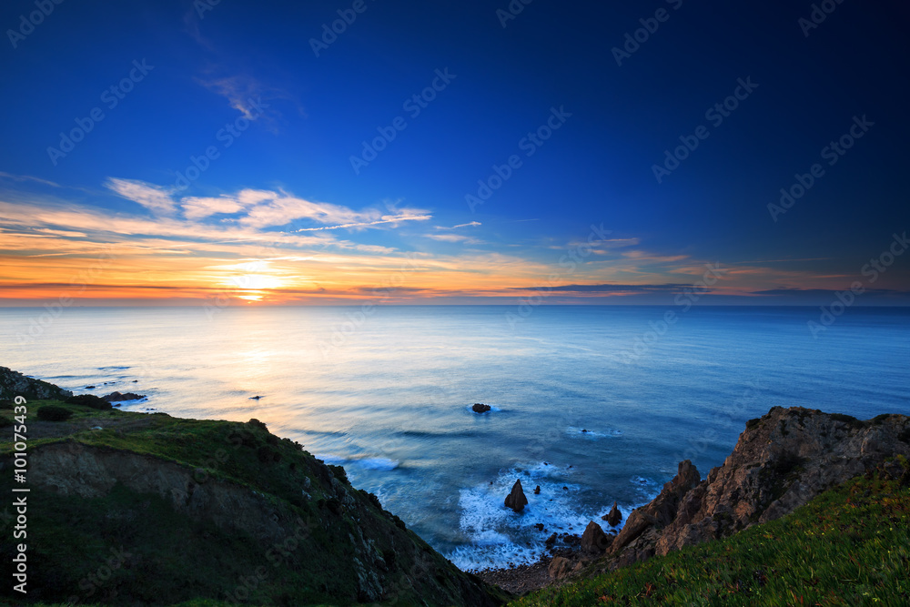 Cliffs Cabo da Roca at sunset, Portugal