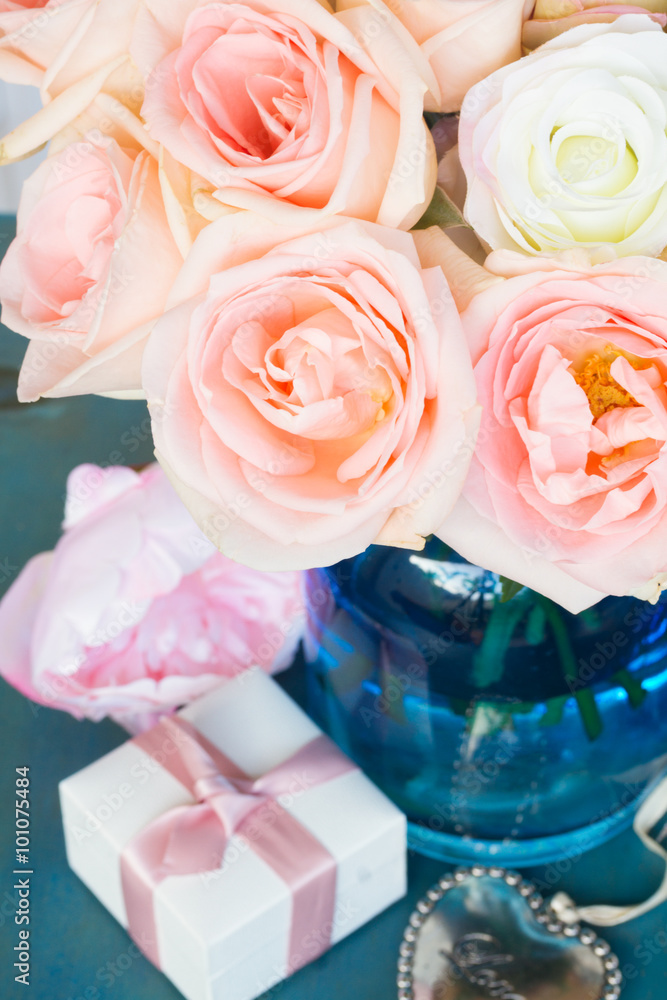 Heart with pink roses Heart with pink roses
