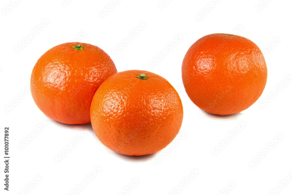 Three studio isolated mandarins on white background Three studio isolated mandarins on white background