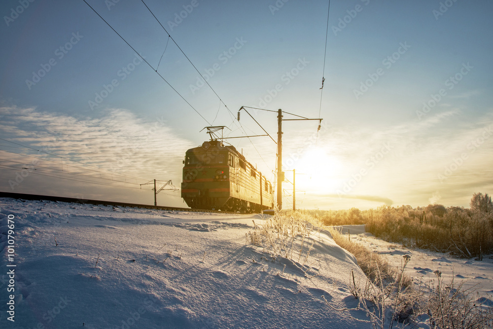 Locomotive running rail frosty