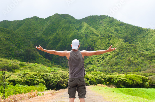 The man in the mountains of Hawaii.  