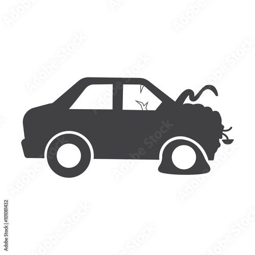 car crash black simple icon on white background for web