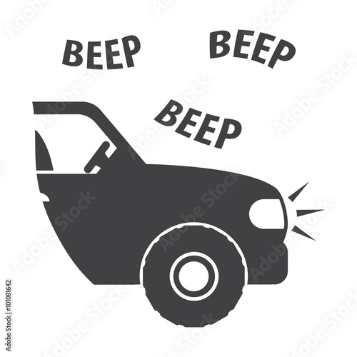 car beep black simple icon on white background for web photo