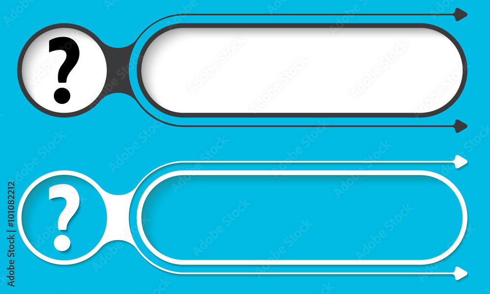 Two abstract buttons with arrows and question mark Two abstract buttons with arrows and question mark