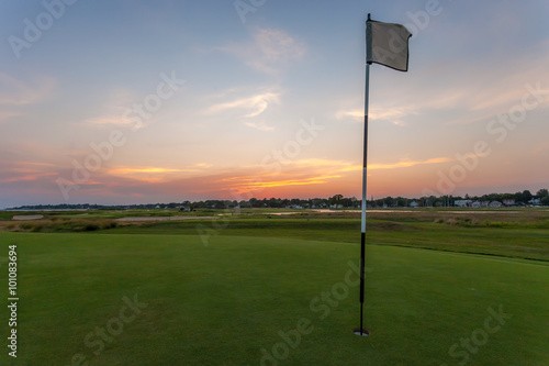 Plain Flag On Golf Green