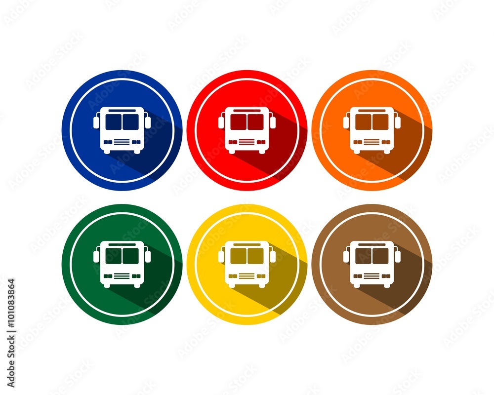 Bus icon flat cỉcle Bus icon flat cỉcle