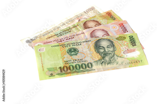Stock Photo:.Vietnamese currency Dong banknotes.