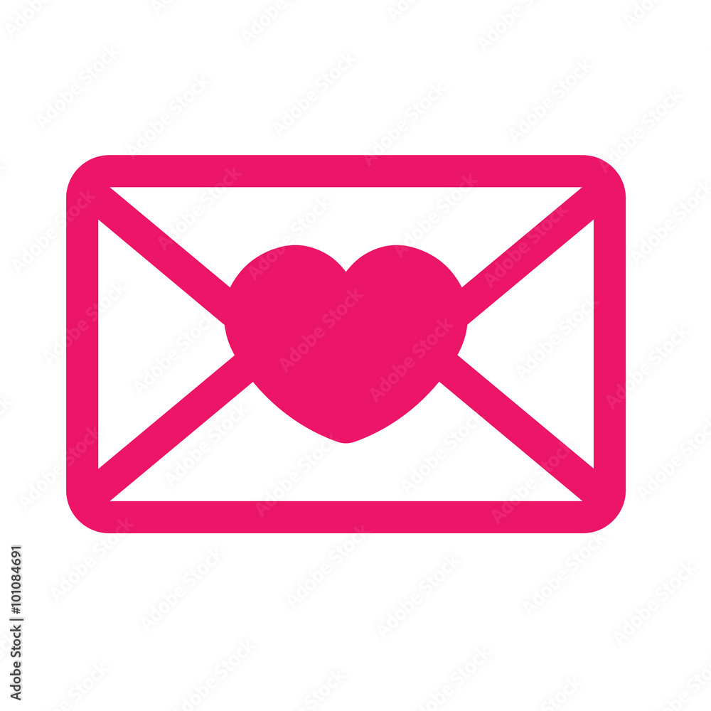 white red closed envelope whith heart white red closed envelope whith heart