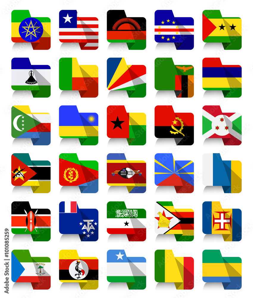 Flat Design African Waving Flags 2 Flat Design African Waving Flags 2