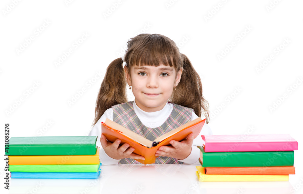 cute girl read book. isolated on white background cute girl read book. isolated on white background