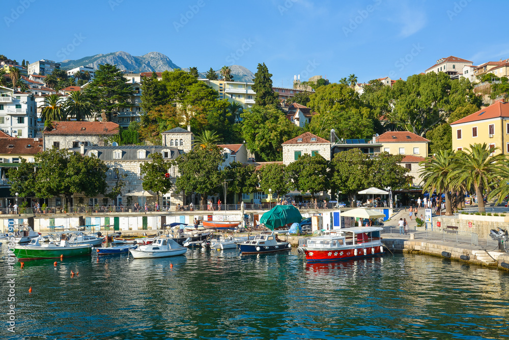 View of the waterfront and the port Herceg Novi.