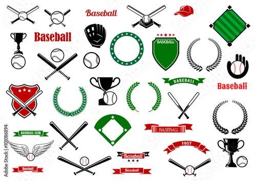 Baseball game sport items and designelements