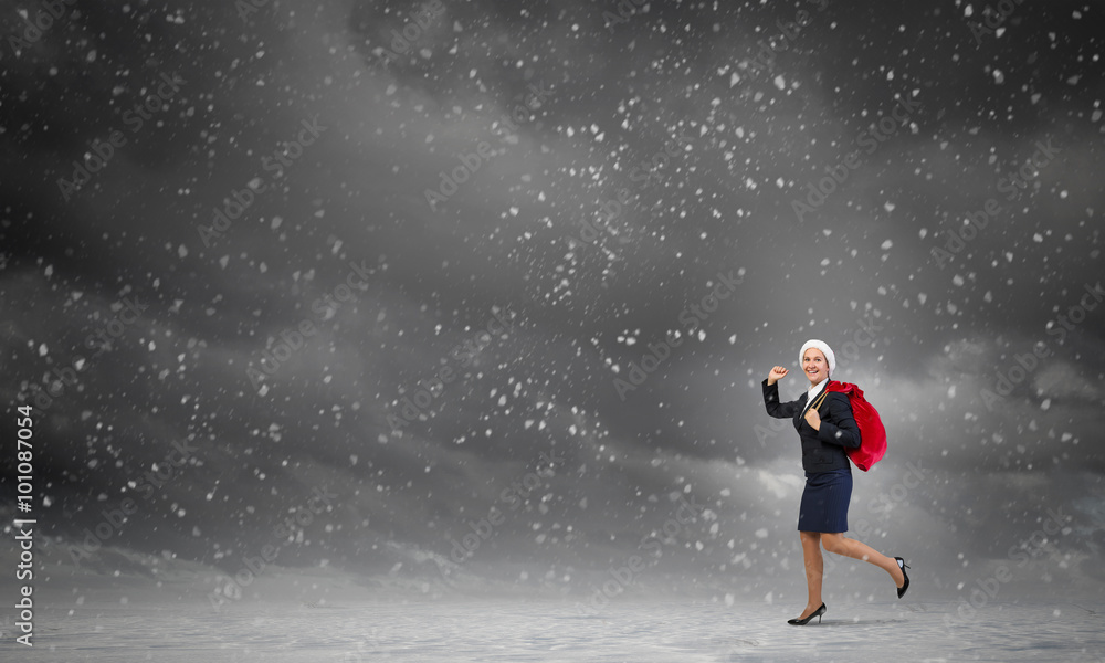 Santa woman with sack