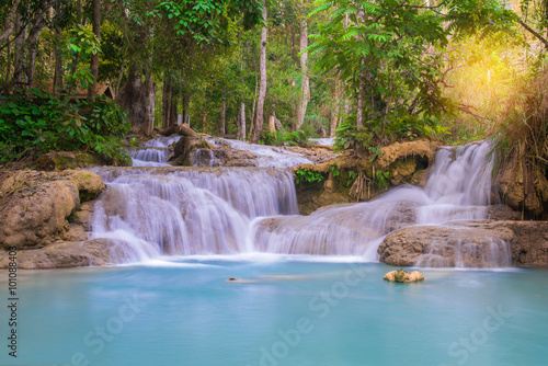 Waterfall in rain forest  Tat Kuang Si Waterfalls at Luang praba