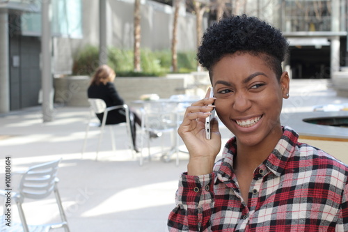 Photos Funny black hip girl calling by phone