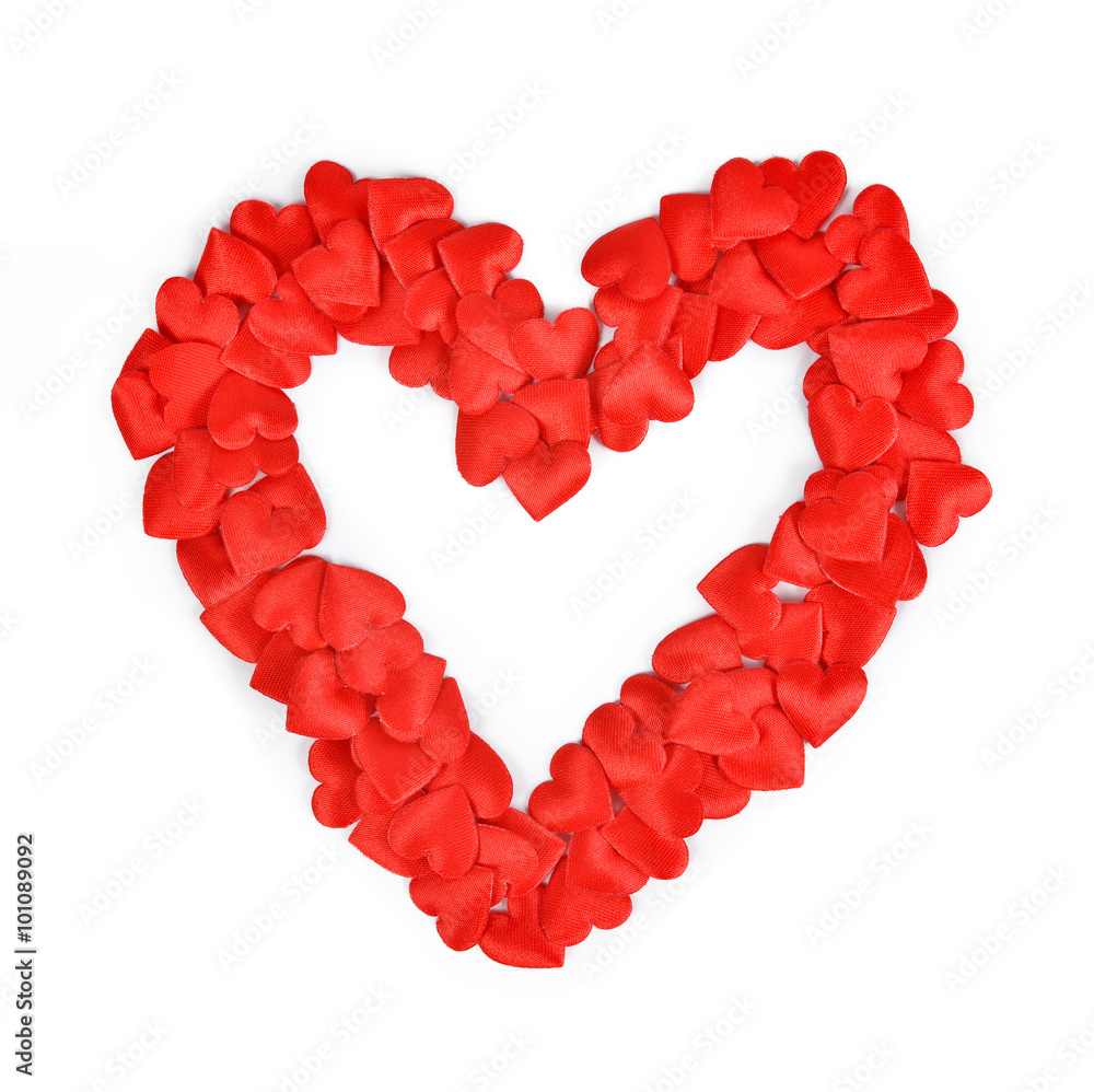 A lot of hearts in the form of heart isolated on white background
