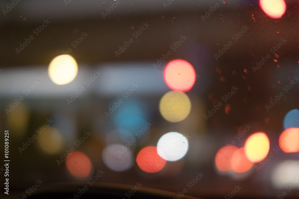Abstract blur bokeh of traffic and car light on the road in the
