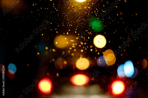 Abstract blur bokeh of traffic and car light on the road in the