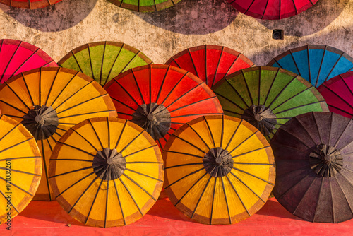 Umbrella at a tropical market, Luang Prabang in Laos