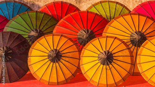 Umbrella at a tropical market  Luang Prabang in Laos