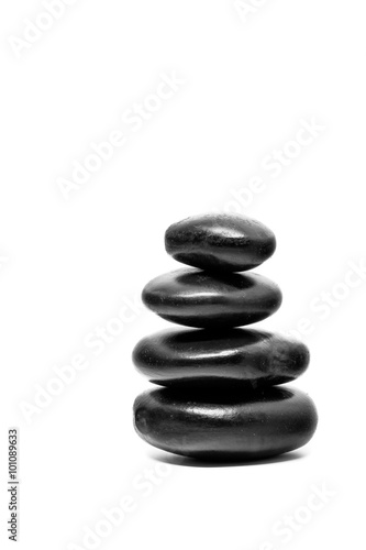Close up Stack of spa hot stones isolated on white background