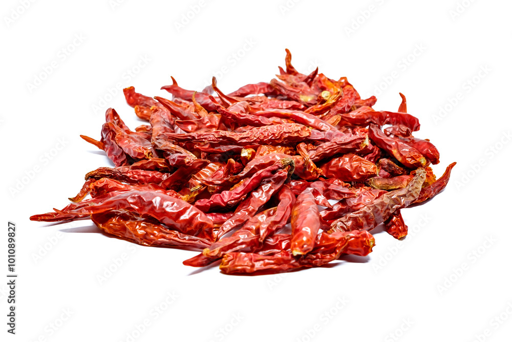 Dried red hot peppers isolated on white background Dried red hot peppers isolated on white background