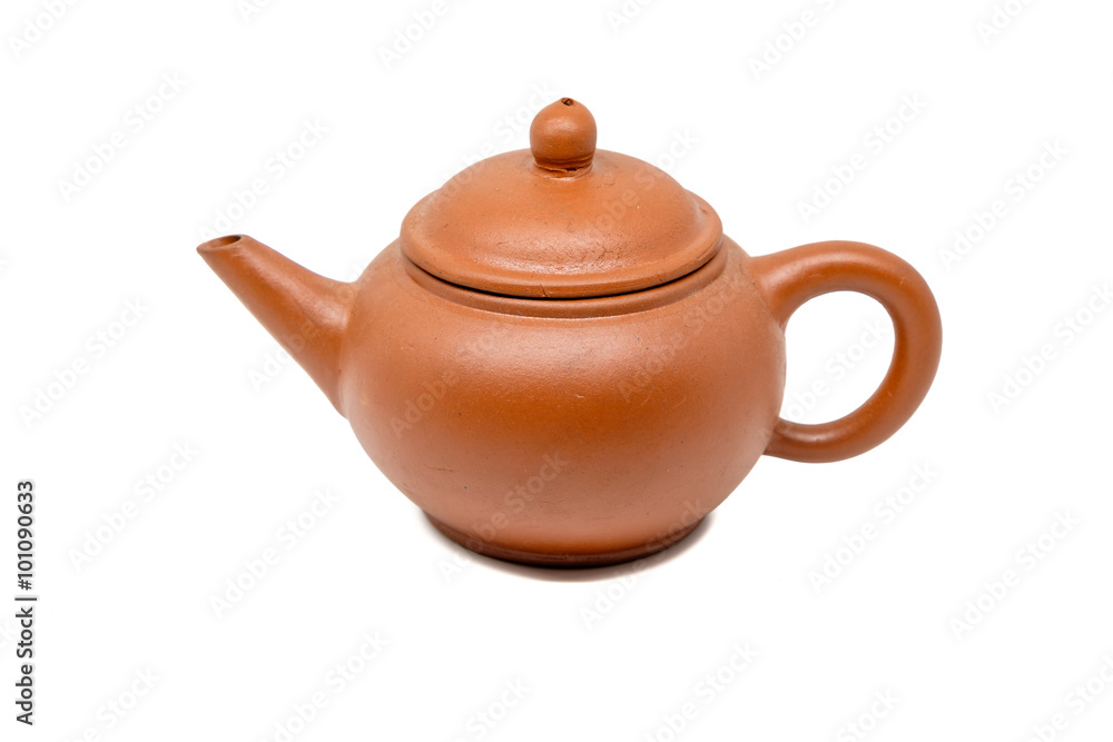 Close up of brown teapot isolated on white Close up of brown teapot isolated on white