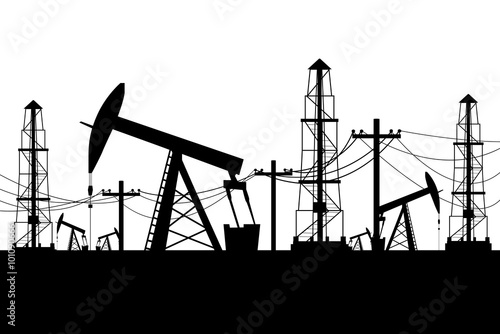 Silhouette of oil derrick