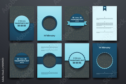 Vector brochures with doodles backgrounds on Valentine’s Day theme